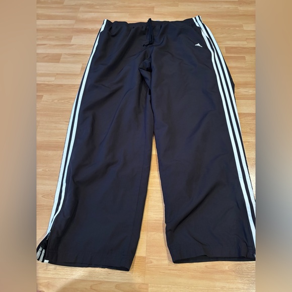 Older Style Black Adidas Track Pants with White Stripes - Picture 1 of 5